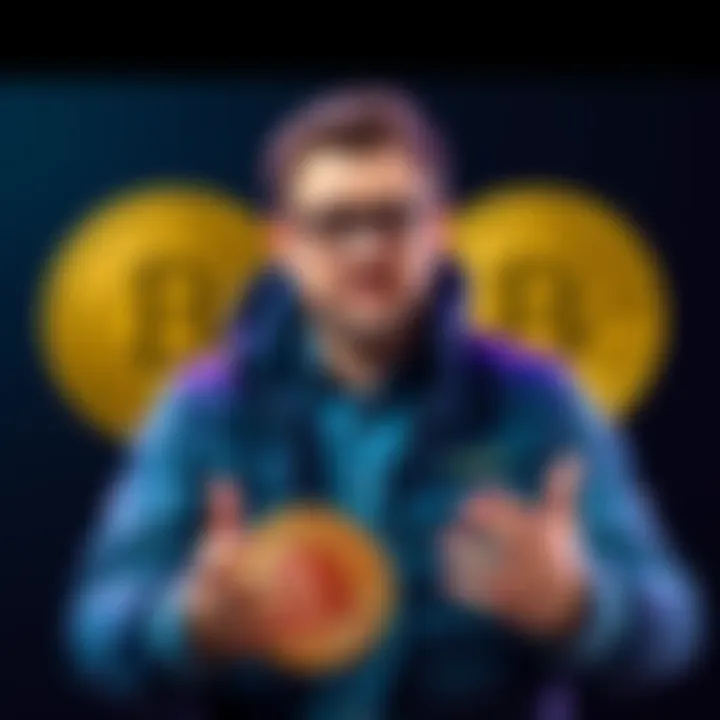 Michael Saylor announcing the Bitcoin acquisition strategy for $MSTR, with Bitcoin logos in the background