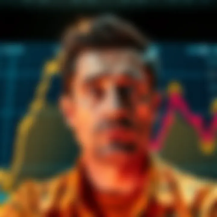 Michael Saylor looking worried with a Bitcoin chart showing a decline in the background