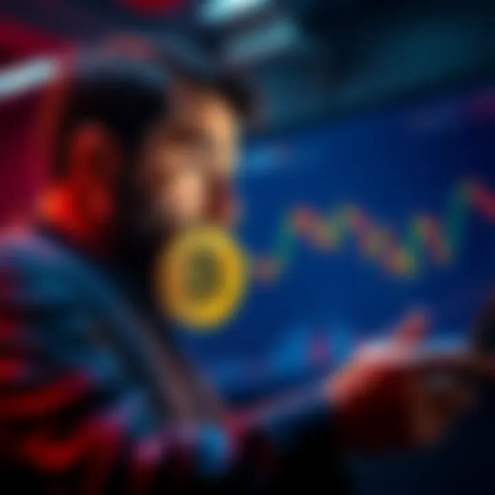 Michael Saylor looking at a Bitcoin price chart showing a downward trend