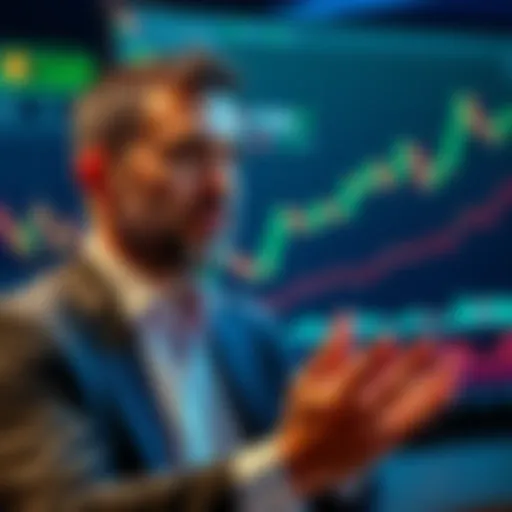 Michael Saylor speaking about Bitcoin strategy, with charts and graphs in the background showing market trends.