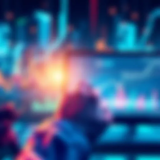 Illustration showing a person analyzing financial graphs and AI elements on a screen, representing MicroStrategy's struggles with AI in finance