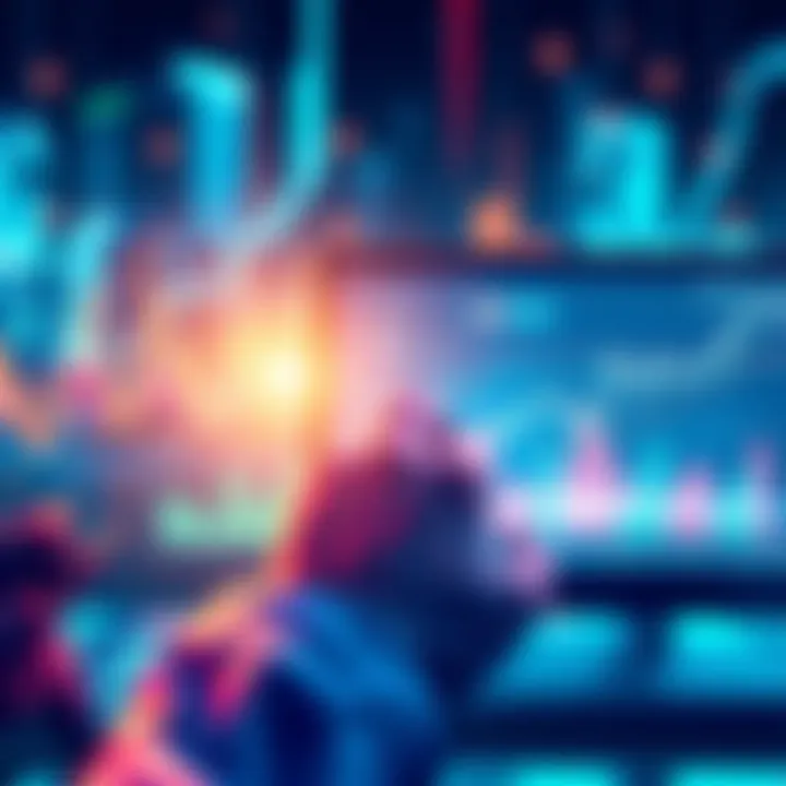 Financial Challenges of MicroStrategy Illustration showing a person analyzing financial graphs and AI elements on a screen, representing MicroStrategy's struggles with AI in finance