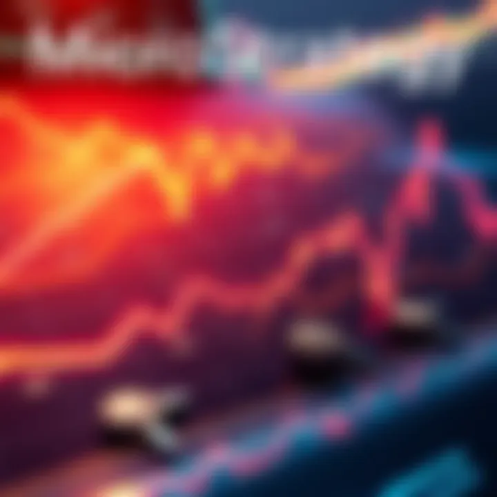 A graph showing a downward trend in MicroStrategy's financial performance with symbols of money loss
