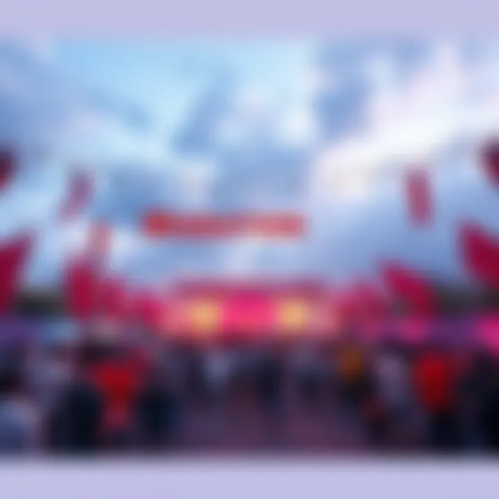 Migration Launch A vibrant scene showing people preparing for a migration event, with banners celebrating the start of a new phase, and enthusiastic crowds gathering.