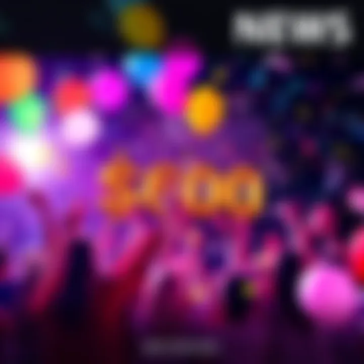 Community members celebrating the achievement of a significant $600 milestone with balloons and confetti.