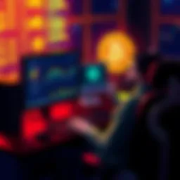 A person sitting at a computer with mining software open, analyzing Bitcoin Cash profitability