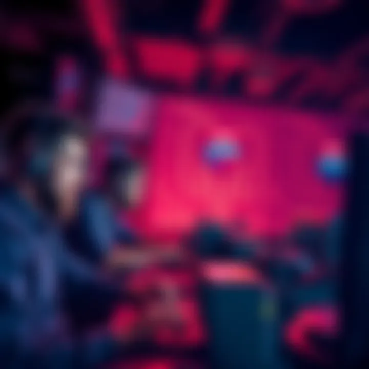 A group of miners working on computers, discussing strategies for mining Cardano and sharing tips with each other.