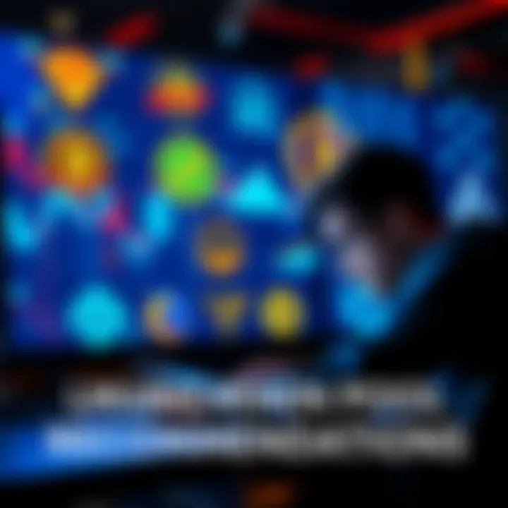 Mining Pool Recommendations A graphic showing different logos of cryptocurrency mining pools with a person researching online
