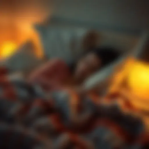 A stay-at-home mom peacefully sleeping in a cozy bedroom, surrounded by soft pillows and warm blankets