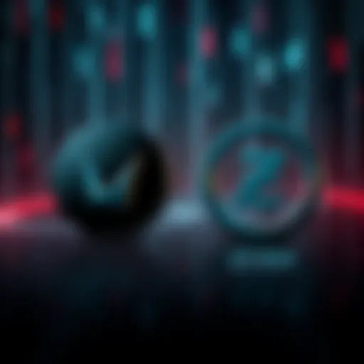 A graphic showing Monero and Zcash logos set against a dark web themed backdrop, highlighting their use in online transactions.