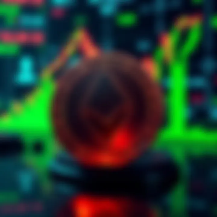 A digital representation of Monero cryptocurrency with rising price chart and hacking symbols in the background