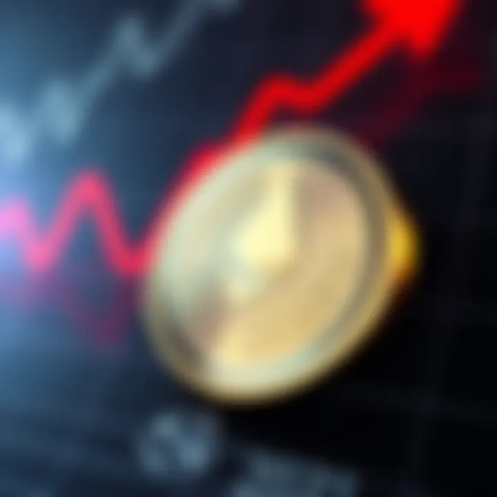 A shiny Monero coin next to a graph showing an upward trend, symbolizing potential price growth.