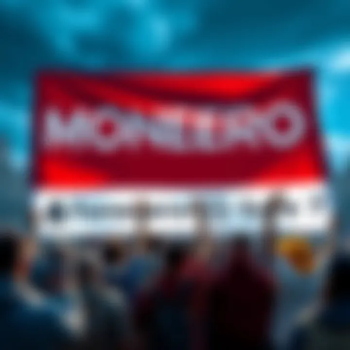 People rallying for Monero XMR integration on Trezor Safe 7 with banners and signs