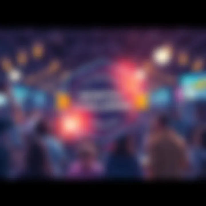 Illustration showing a digital badge against a backdrop of community interactions