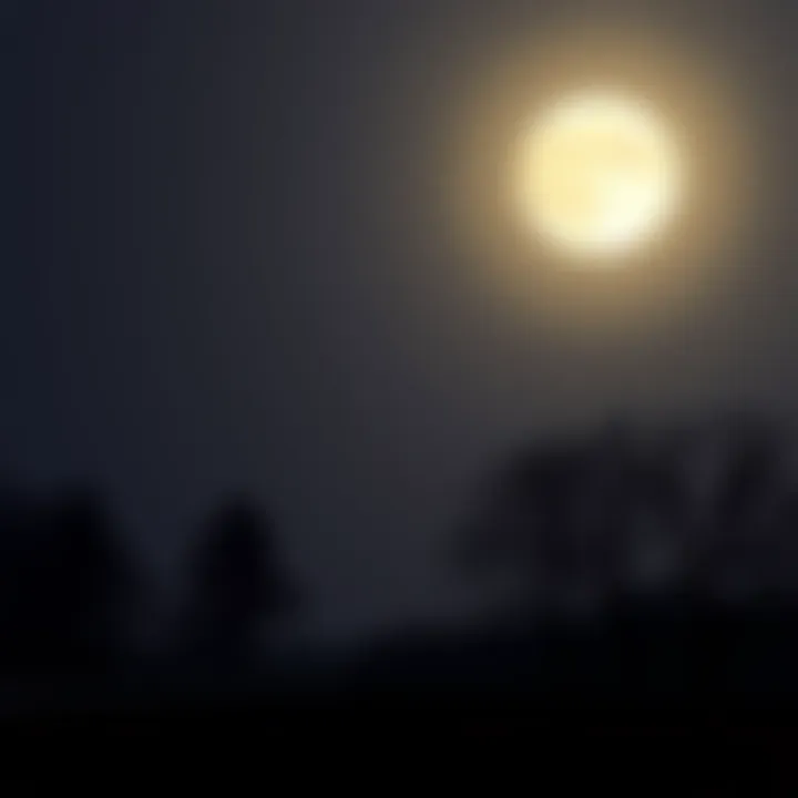 A bright full moon shining over a quiet Ohio landscape with trees and a clear sky
