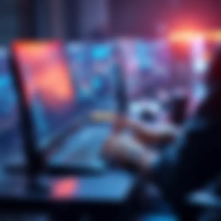 A person using a computer to transfer digital funds across various blockchain networks with low fees