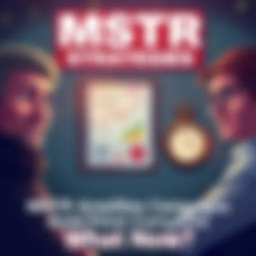 MSTR's advertising materials highlighting high returns with concerned expressions on people's faces