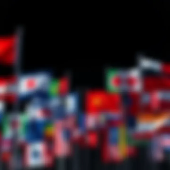 Nations United Flags of various countries representing international cooperation and unity