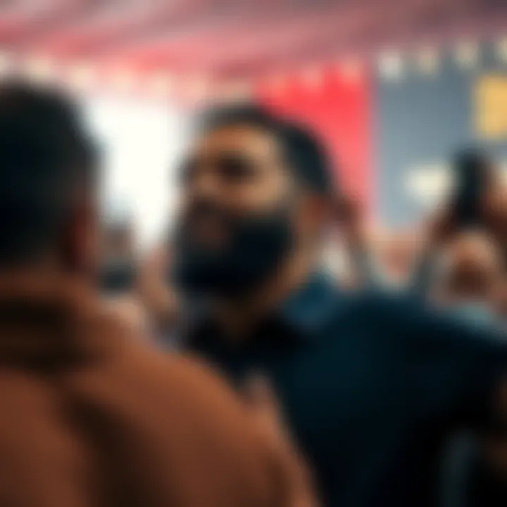 Nayib Bukele at a rally, engaging with a crowd of supporters in El Salvador