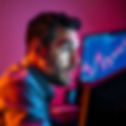 A shocked man in North Carolina staring at a computer screen showing cryptocurrency losses