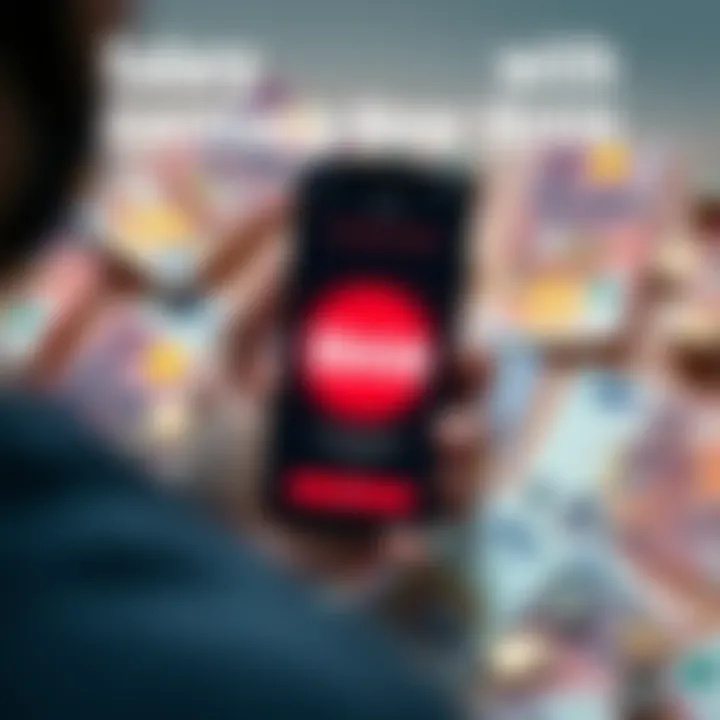 A person using a mobile banking app showing Germany's new IBAN for salary payments, surrounded by euro bills and coins.