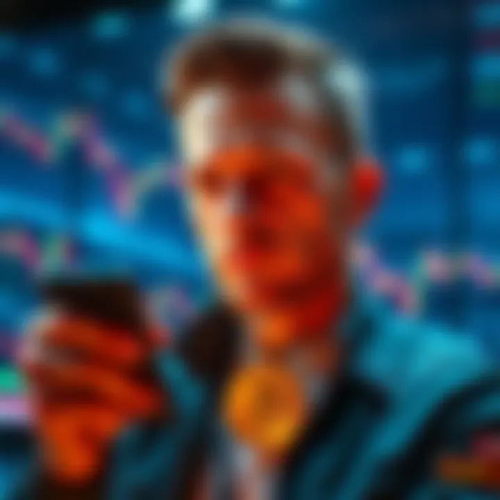 A new investor looking at Bitcoin charts with a thoughtful expression, representing challenges in the market.