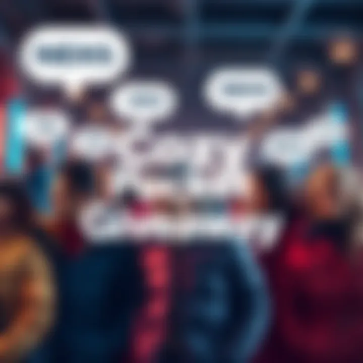 A group of diverse people smiling and wearing puffer jackets, with speech bubbles showing different languages saying 'Hello, Nexo'.