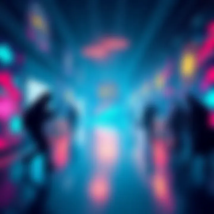 A thought-provoking visual representation of the NFT debate in the Hedera community, featuring abstract art elements and digital motifs.