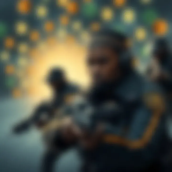 A dramatic scene depicting Nigerian law enforcement on the hunt for a fleeing Binance executive, with a backdrop of cryptocurrency symbols.