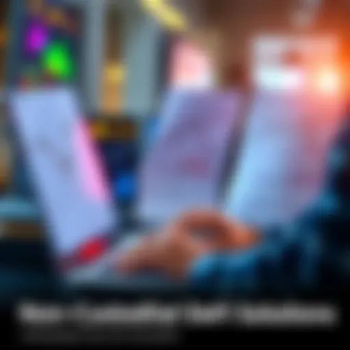 A person analyzing charts and contracts on a laptop, symbolizing the risks of non-custodial DeFi solutions.