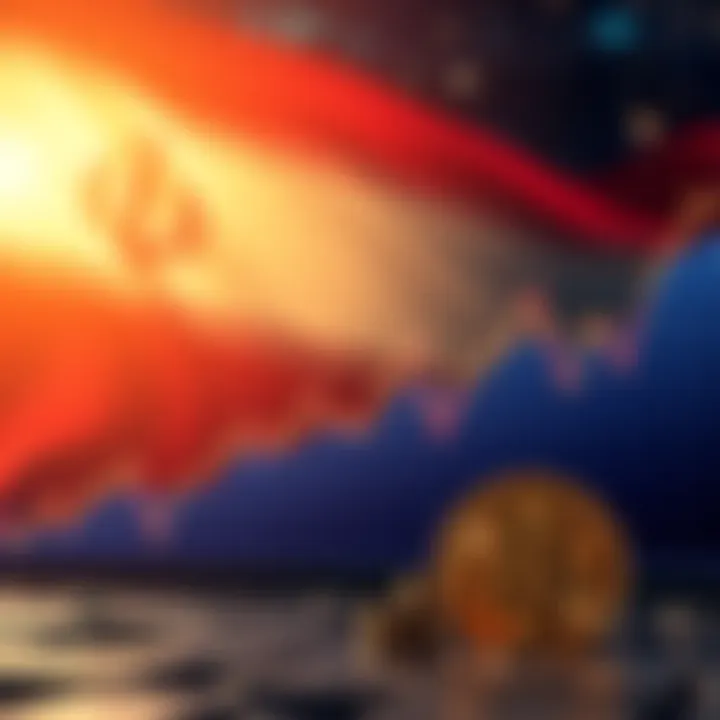 A graphic showing rising oil prices on a chart with a backdrop of a flag representing Iran and a Bitcoin symbol declining.