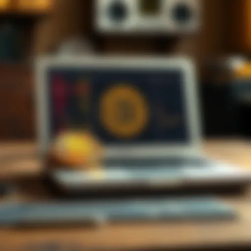 An old laptop showing a Bitcoin wallet interface, representing the search for lost Bitcoin funds.