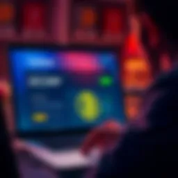 A person looking at a laptop screen showing a Coinbase account with Bitcoin balance