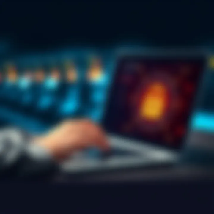 A person using a laptop with a padlock symbol representing safety in online transactions