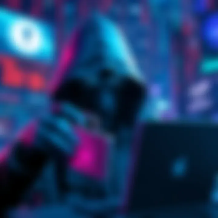 Illustration of a hacker stealing passwords and cryptocurrency wallet information through impersonation techniques.