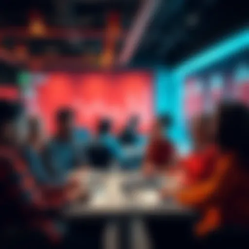 A group of Oracle Health employees engaging in a discussion about salaries and stock options, sharing thoughts on their compensation.