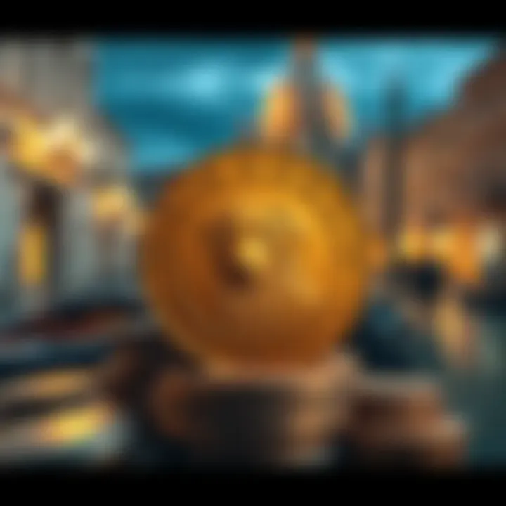 A display of original Doge coins in a historical setting in Venice, highlighting their vintage design and significance in cryptocurrency.
