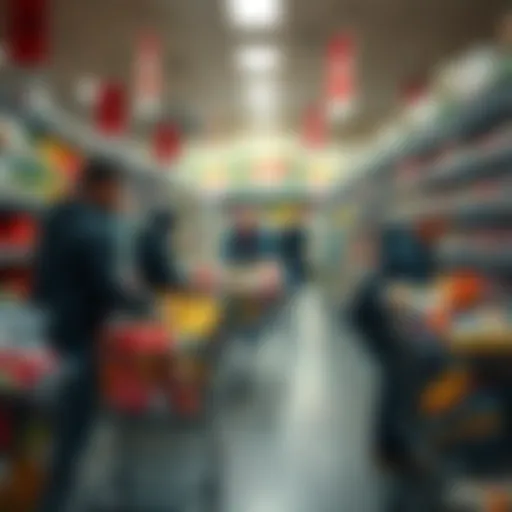 Shoppers filling carts with supplies during a panic buying surge