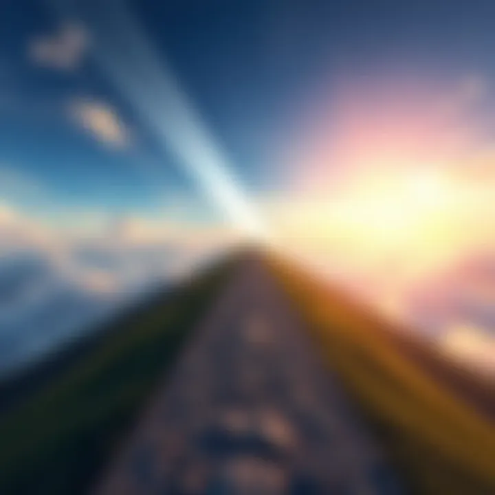 A serene pathway under a clear sky with light breaking through clouds, symbolizing the journey of destiny despite obstacles.