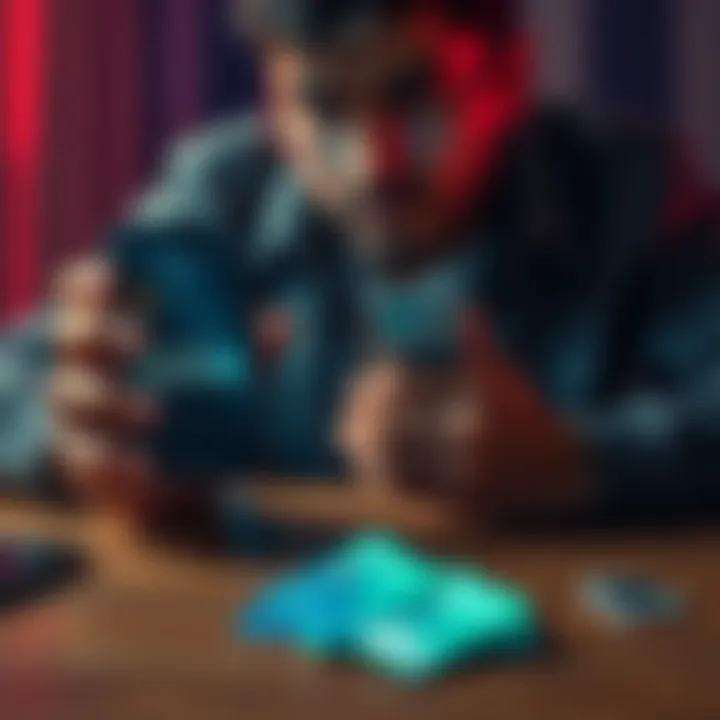 A frustrated person holding a phone showing a payment error while trying to access Duolingo, with a Revolut card on the table