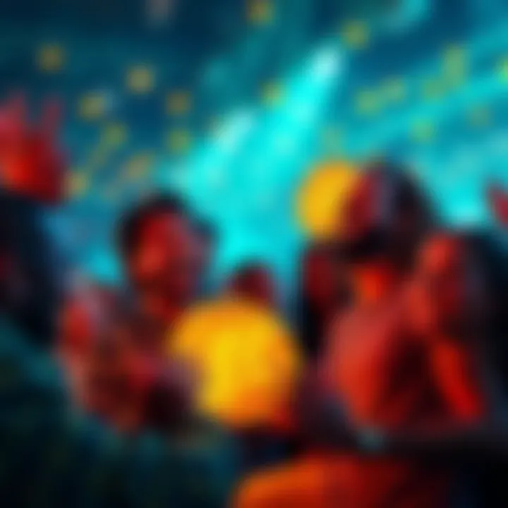 People celebrating Bitcoin Group of people joyfully discussing Bitcoin trends and investments in 2026