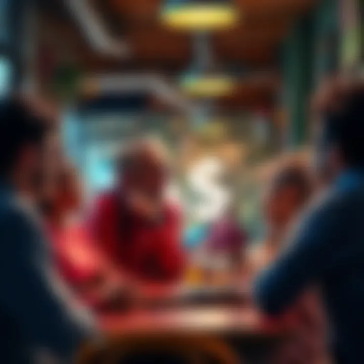 A group of people engaged in lively conversation about the term A$$ in a local café