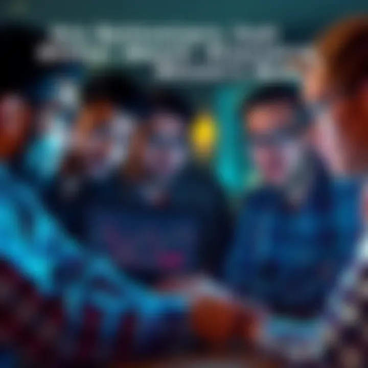 People discussing Bitcoin investments A group of people looking at Bitcoin charts on a laptop, showing mixed emotions of envy and regret about past investment opportunities.