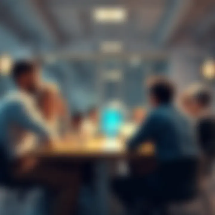 A group of people sitting around a table, sharing their experiences and insights about understanding cryptocurrency.