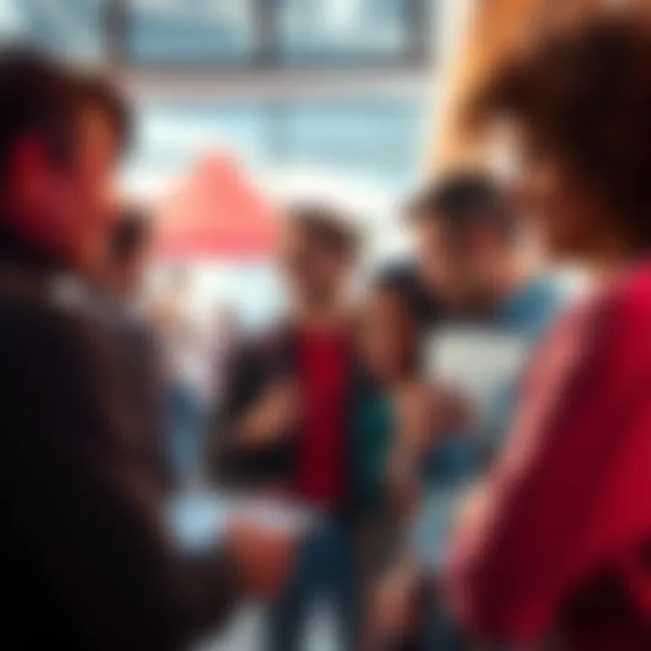 People discussing Revolut experiences Group of people sharing their opinions about Revolut in a casual setting