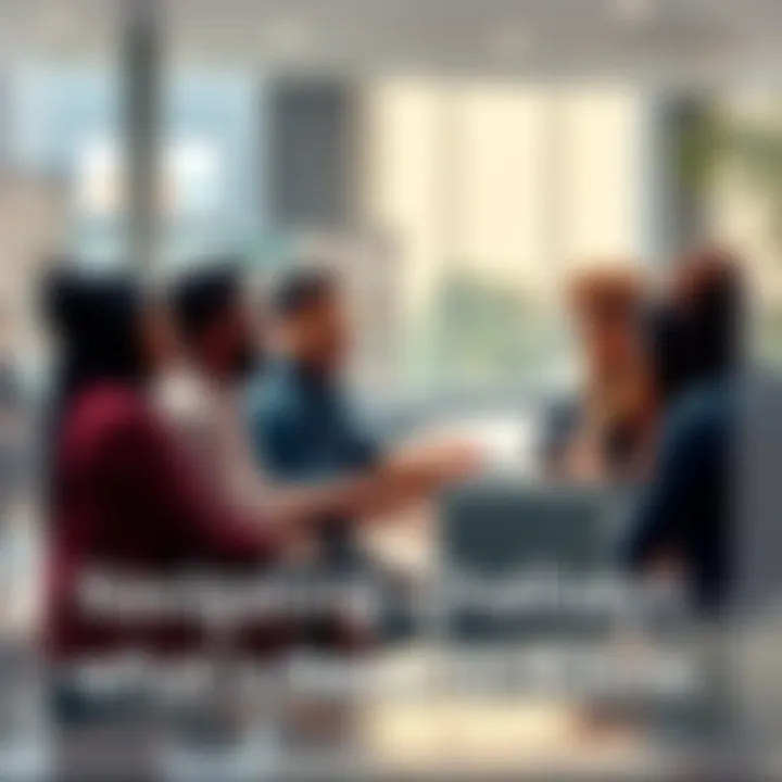 A group of diverse people engaged in conversation, brainstorming ideas to tackle daily challenges in a modern setting.