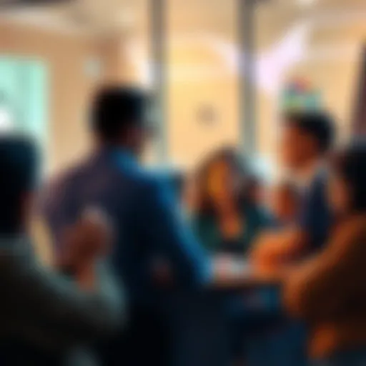 A group of diverse people participating in a lively discussion, sharing thoughts and opinions on current events.