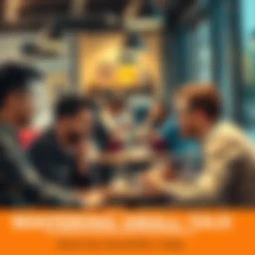 A group of friends having a friendly conversation at a coffee shop