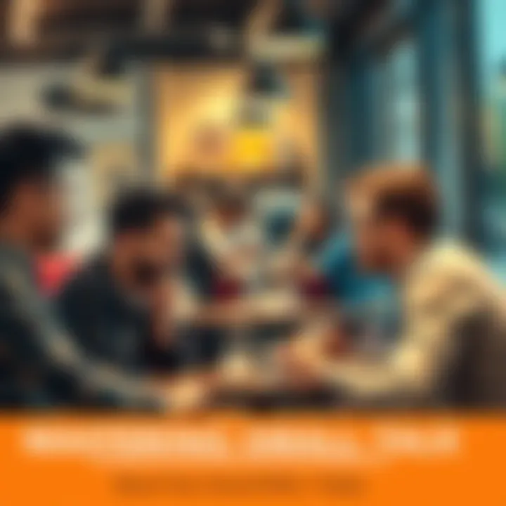 People Engaging in Small Talk A group of friends having a friendly conversation at a coffee shop