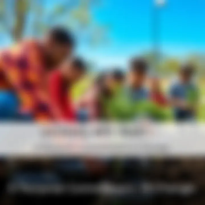 A group of diverse people planting trees together in a park, representing community efforts for change.